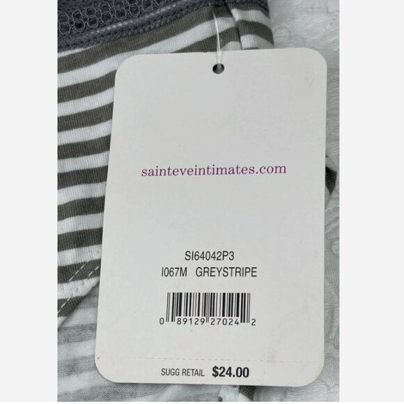 Saint Eve Intimates Hi-Cut Panties Grey White Striped XL NWT Soft Stretch - Picture 4 of 4